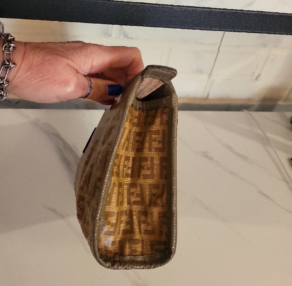 Fendi Gold and Brown Monogram Pouch